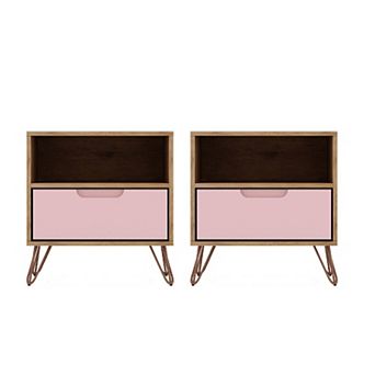 MANHATTAN COMFORT Rockefeller 1.0 Nightstand Table 2 pc Set