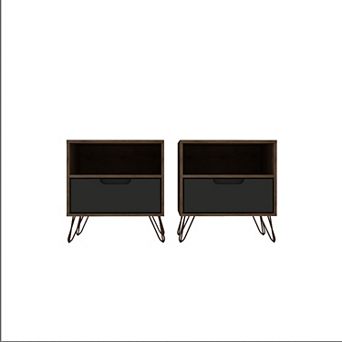MANHATTAN COMFORT Rockefeller 1.0 Nightstand Table 2 pc Set