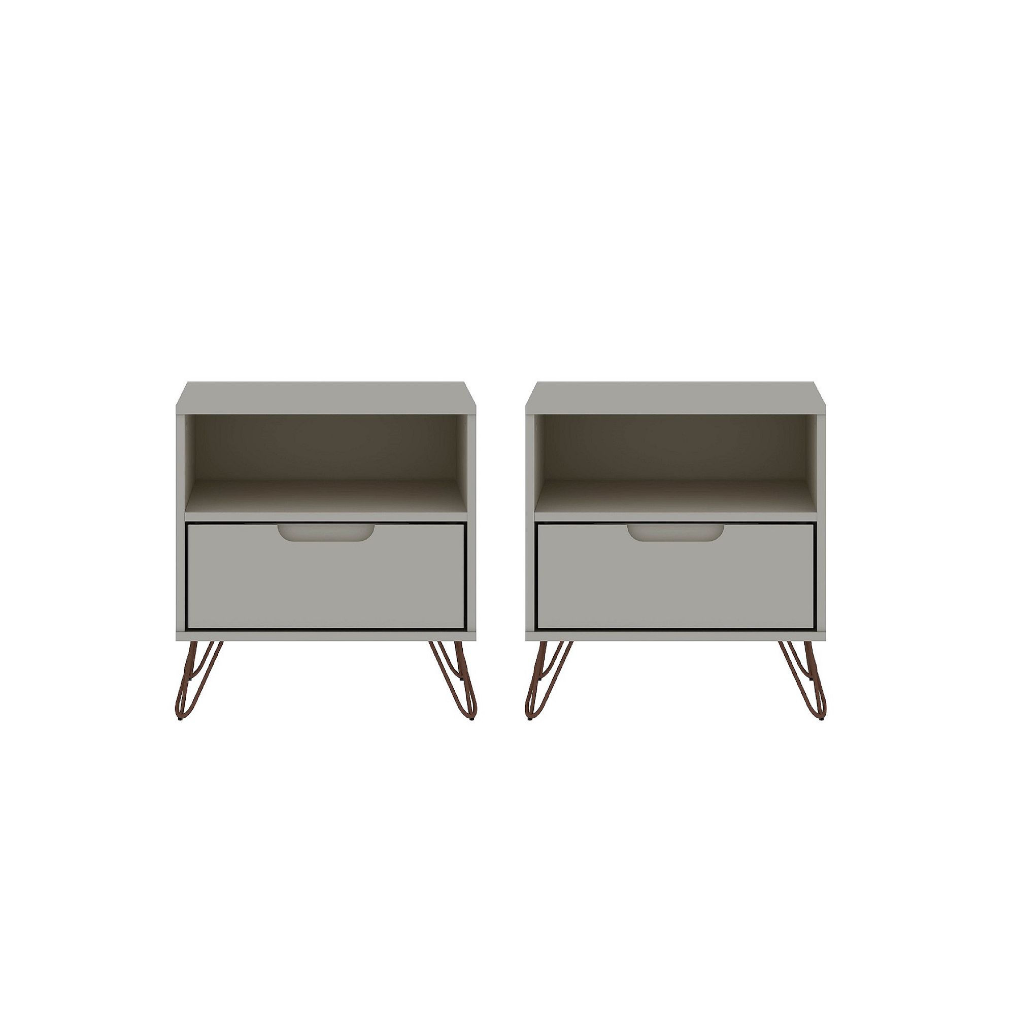 MANHATTAN COMFORT Rockefeller 1.0 Nightstand Table 2-piece Set, Off White