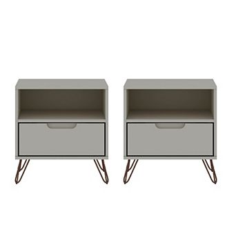MANHATTAN COMFORT Rockefeller 1.0 Nightstand Table 2 pc Set