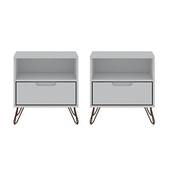 MANHATTAN COMFORT Rockefeller 1.0 Nightstand Table 2 pc Set