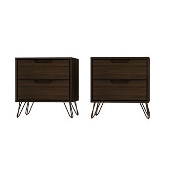 MANHATTAN COMFORT Rockefeller 2.0 Nightstand Table 2 pc Set