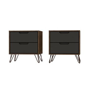 MANHATTAN COMFORT Rockefeller 2.0 Nightstand Table 2 pc Set