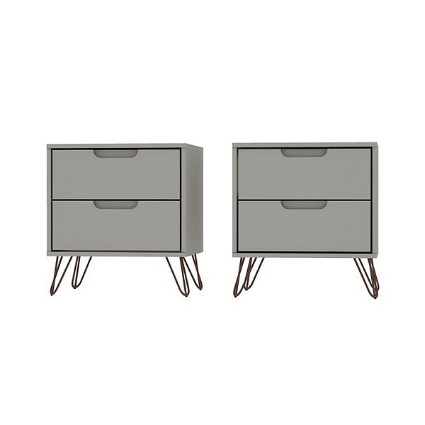 MANHATTAN COMFORT Rockefeller 2.0 Nightstand Table 2-piece Set - Off White
