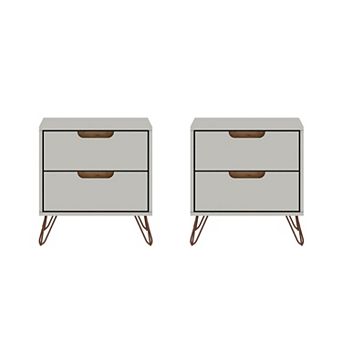 MANHATTAN COMFORT Rockefeller 2.0 Nightstand Table 2 pc Set
