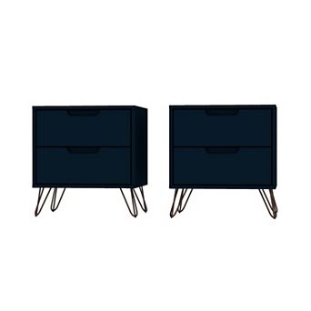 MANHATTAN COMFORT Rockefeller 2.0 Nightstand Table 2 pc Set