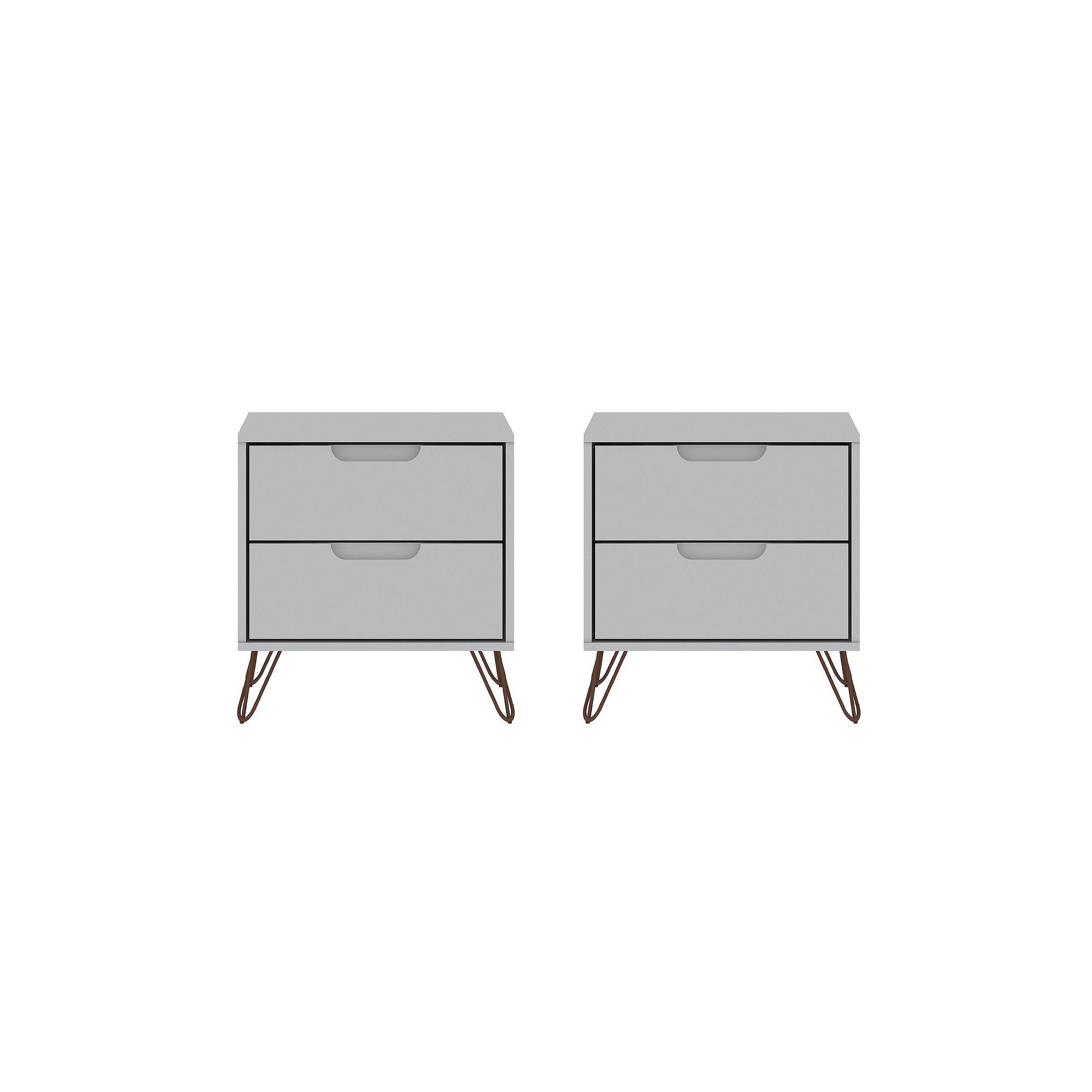 MANHATTAN COMFORT Rockefeller 2.0 Nightstand Table 2-piece Set, White