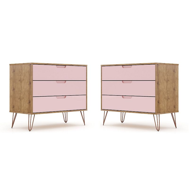 Manhattan Comfort Rockefeller Dresser 2-piece Set, Pink