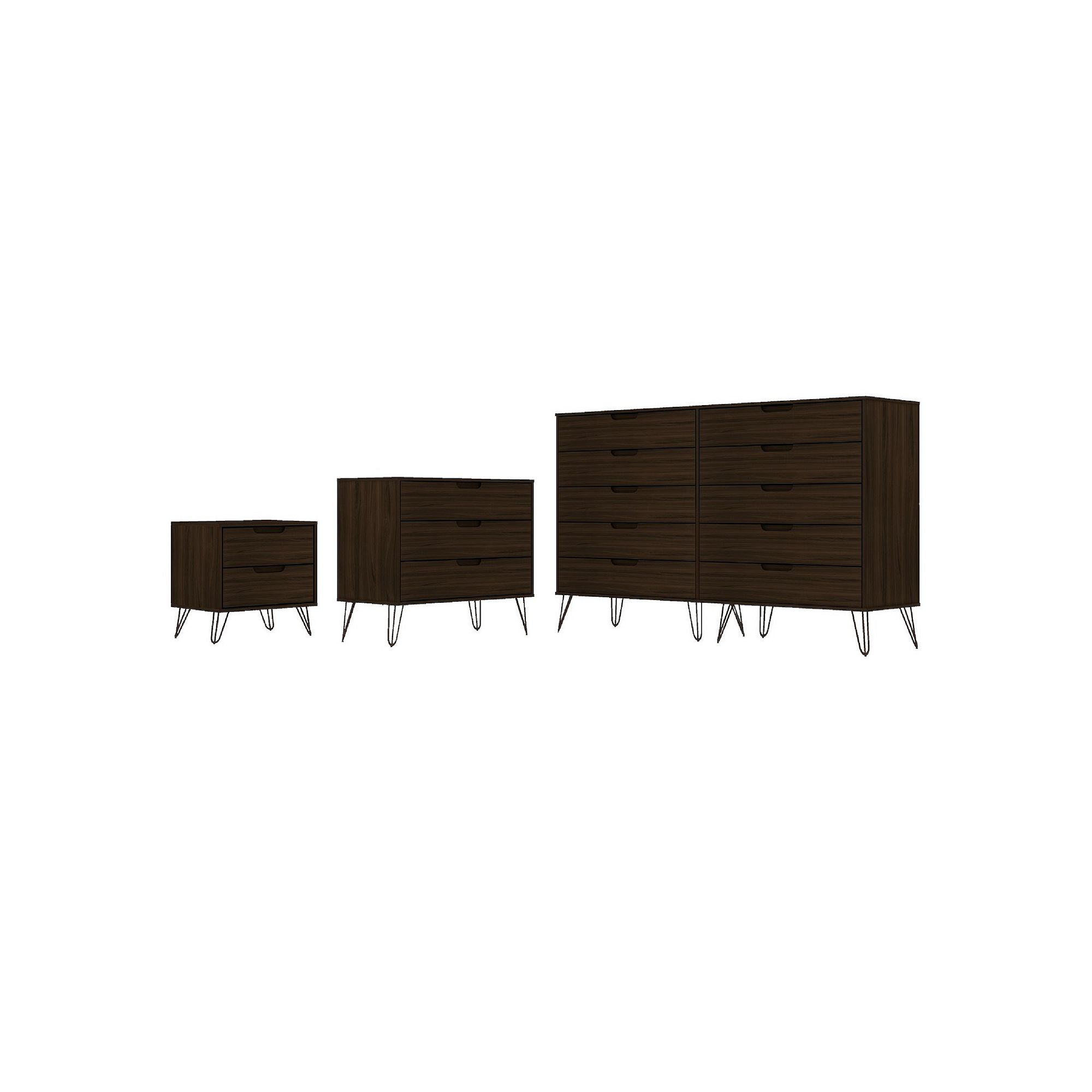 MANHATTAN COMFORT Rockefeller 10-Drawer Dresser, 3-Drawer Dresser & Nightst