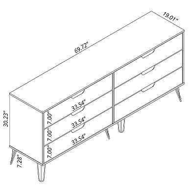 MANHATTAN COMFORT Rockefeller 6-Drawer Double Low Dresser