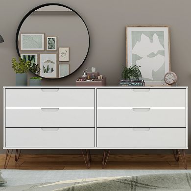 MANHATTAN COMFORT Rockefeller 6-Drawer Double Low Dresser