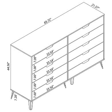 MANHATTAN COMFORT Rockefeller 10-Drawer Double Tall Dresser