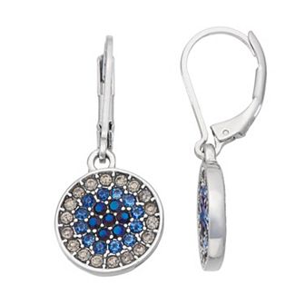 Simply Vera Vera Wang Silver Tone Clear & Blue Simulated Crystal Disc Drop Earrings