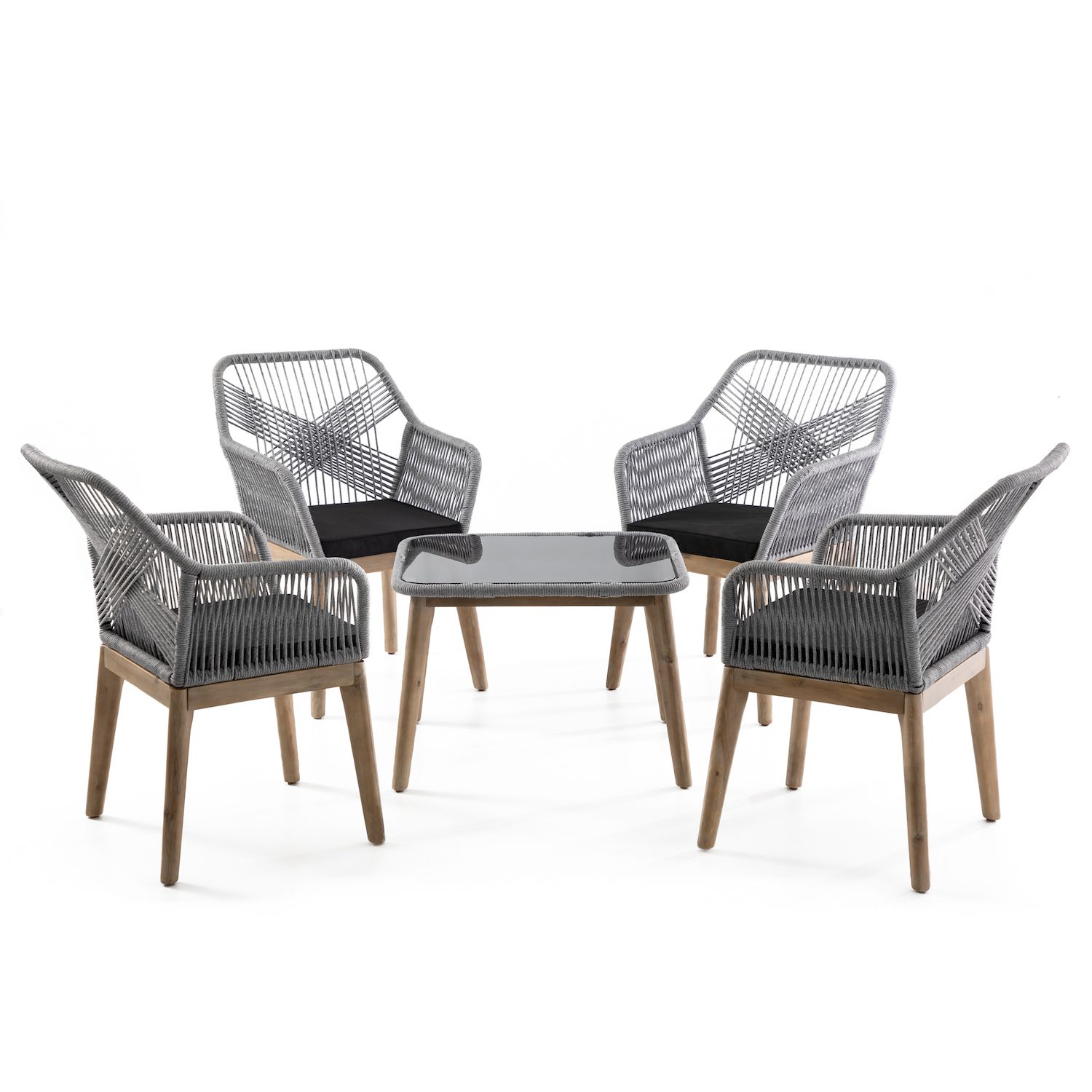 Image for Dream Collection Woven Rope Outdoor Conversation Chair & End Table 5-piece Set at Kohl's.