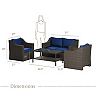 Lucid Dream Rattan Outdoor Dark Blue Conversation Chair, Loveseat, Coffee Table 4-piece Set