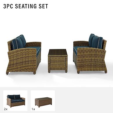 Crosley Bradenton Outdoor Wicker Two Loveseat & Coffee Table 3-piece Set