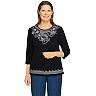 Plus Size Alfred Dunner Floral Embroidered Yoke Top
