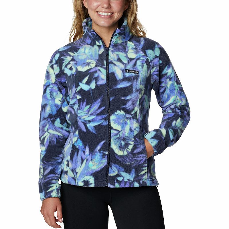 Womens Columbia Benton Springs Printed Fleece Jacket, Size: Small, Blue