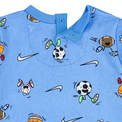 Baby Boy Nike Allover Print Sportsball Romper