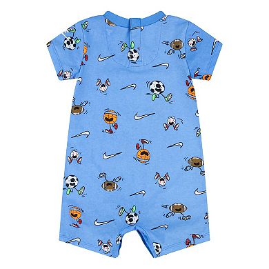 Baby Boy Nike Allover Print Sportsball Romper