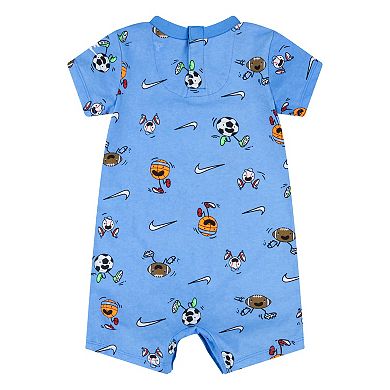 Baby Boy Nike Allover Print Sportsball Romper