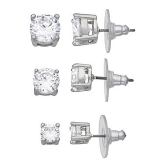 Simply Vera Vera Wang Silver Tone Cubic Zirconia Earring Set of 3