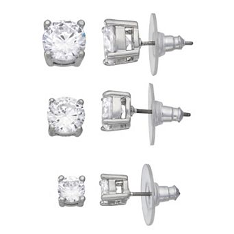 Simply Vera Vera Wang Silver Tone Cubic Zirconia Earring Set of 3