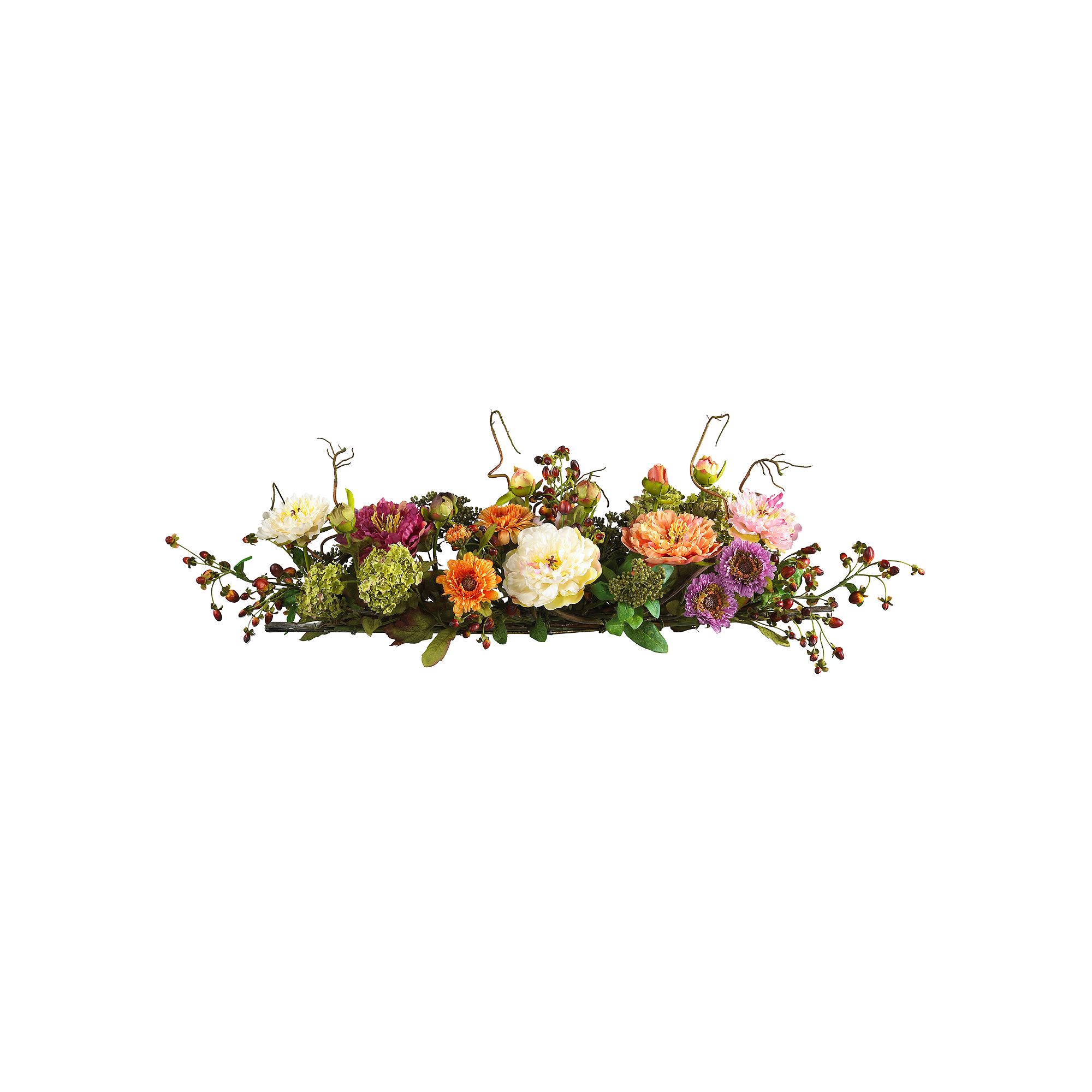 nearly natural Silk Peony Arrangement Centerpiece, Multicolor