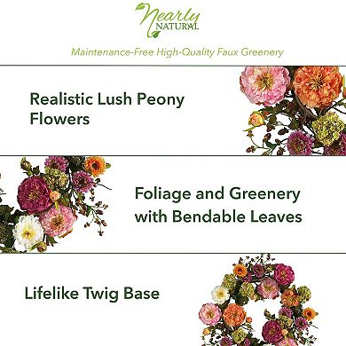 nearly natural Silk Peony Wreath