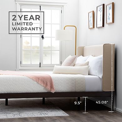 Lucid Dream Collection Wood & Upholstered Wingback Bed