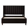 Lucid Dream Collection Wingback Upholstered Bed with Vertical Channels