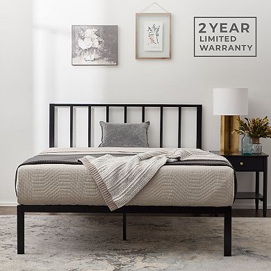 Lucid Dream Collection Metal Platform Bed with Vertical Bar Headboard