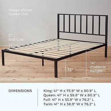 Lucid Dream Collection Metal Platform Bed with Vertical Bar Headboard