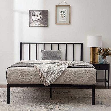 Lucid Dream Collection Metal Platform Bed with Vertical Bar Headboard