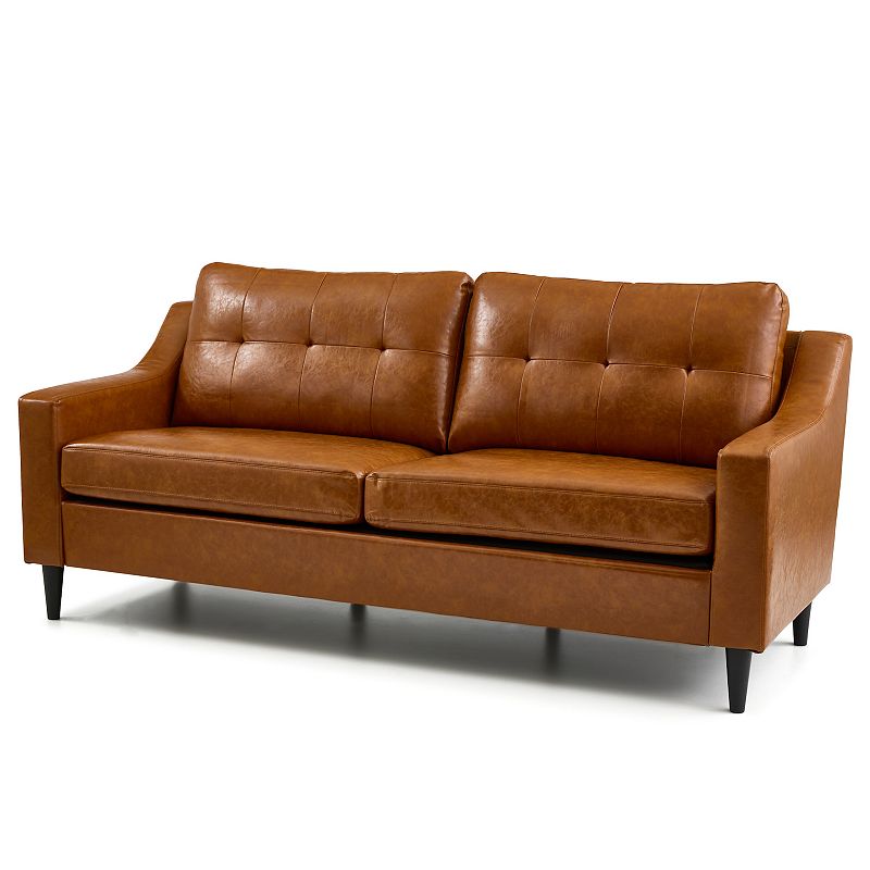 Lucid Dream Collection Scooped Arm Tufted Sofa, Brown