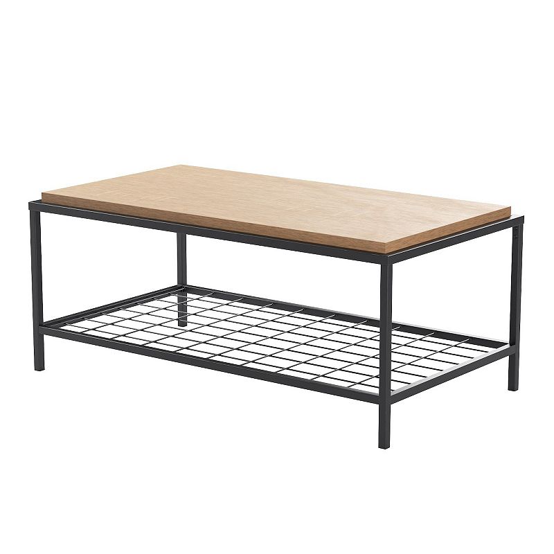 Lucid Dream Collection Wood & Metal Coffee Table, Brown