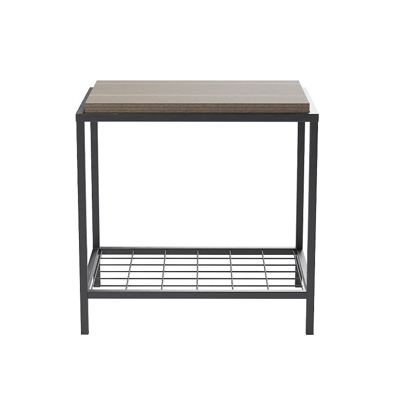 Lucid Dream Collection Wood & Metal End Table, Grey