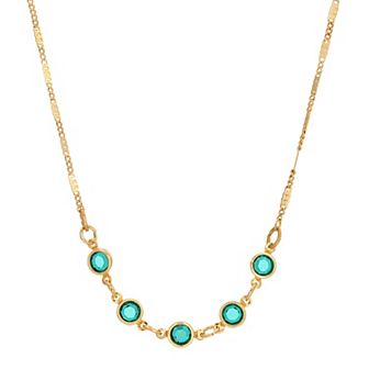 1928 Gold Tone Petite Green Crystal Necklace