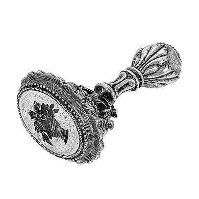 1928 Silver Tone Flower Vase Wax Stamp