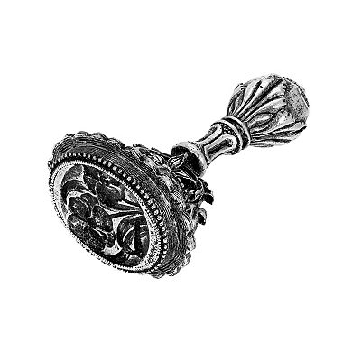 1928 Silver Tone Flower Wax Stamp