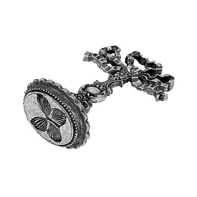 1928 Silver Tone Bow Handle Butterfly Wax Stamp