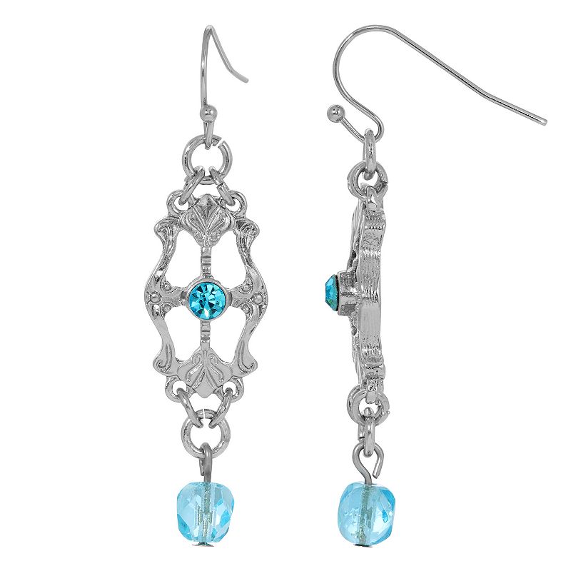 37196510 1928 Silver Tone Light Blue Crystal Link Earrings, sku 37196510