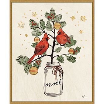 Amanti Art Christmas Lovebirds XIV Framed Canvas Wall Art