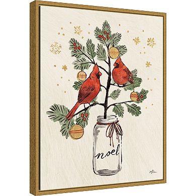 Amanti Art Christmas Lovebirds XIV Framed Canvas Wall Art