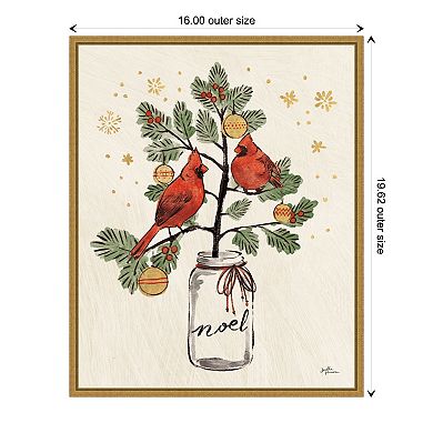 Amanti Art Christmas Lovebirds XIV Framed Canvas Wall Art