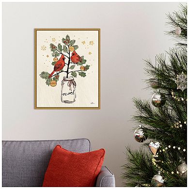 Amanti Art Christmas Lovebirds XIV Framed Canvas Wall Art