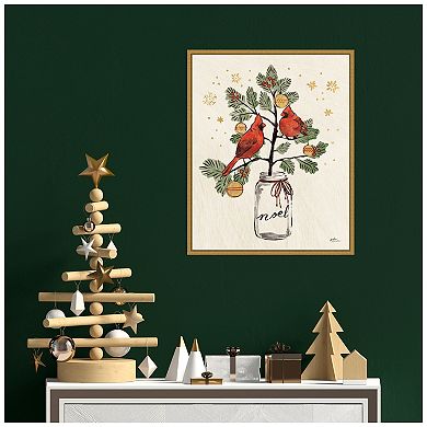 Amanti Art Christmas Lovebirds XIV Framed Canvas Wall Art
