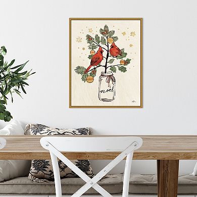 Amanti Art Christmas Lovebirds XIV Framed Canvas Wall Art