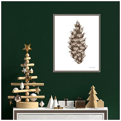 Amanti Art Peace and Joy Pinecone Framed Canvas Wall Art