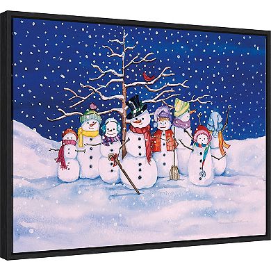 Amanti Art Snow Family Framed Canvas Wall Art